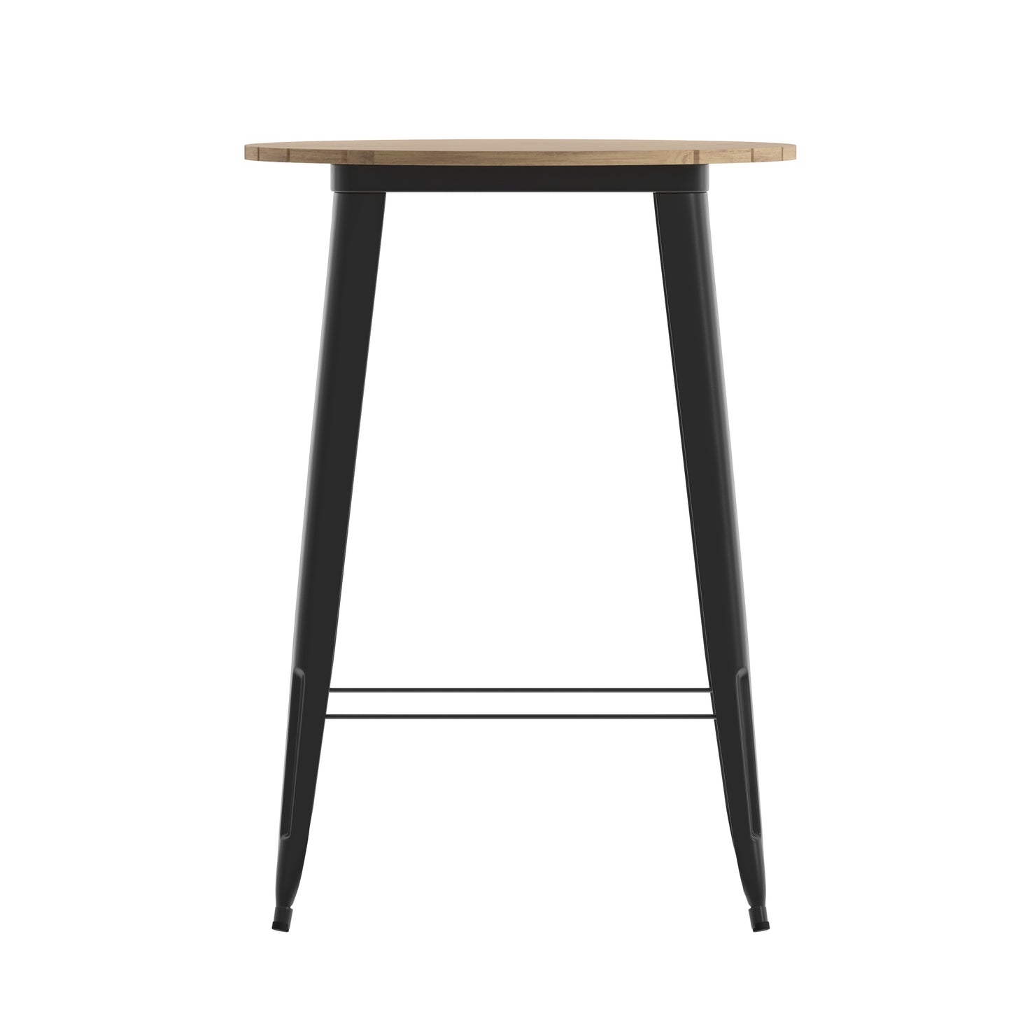 Declan Commercial Indoor/Outdoor Bar Top Table, 30" Round All Weather Brown Poly Resin Top with Black Steel base Brown Top/Black Frame