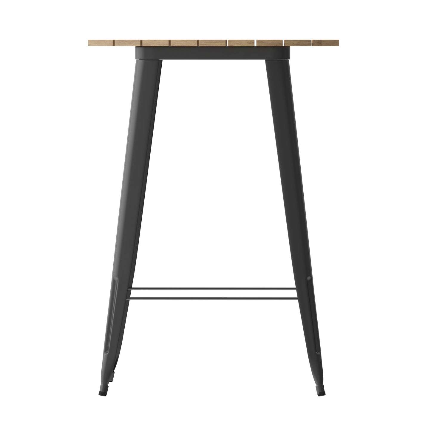 Declan Commercial Indoor/Outdoor Bar Top Table, 30" Round All Weather Brown Poly Resin Top with Black Steel base Brown Top/Black Frame