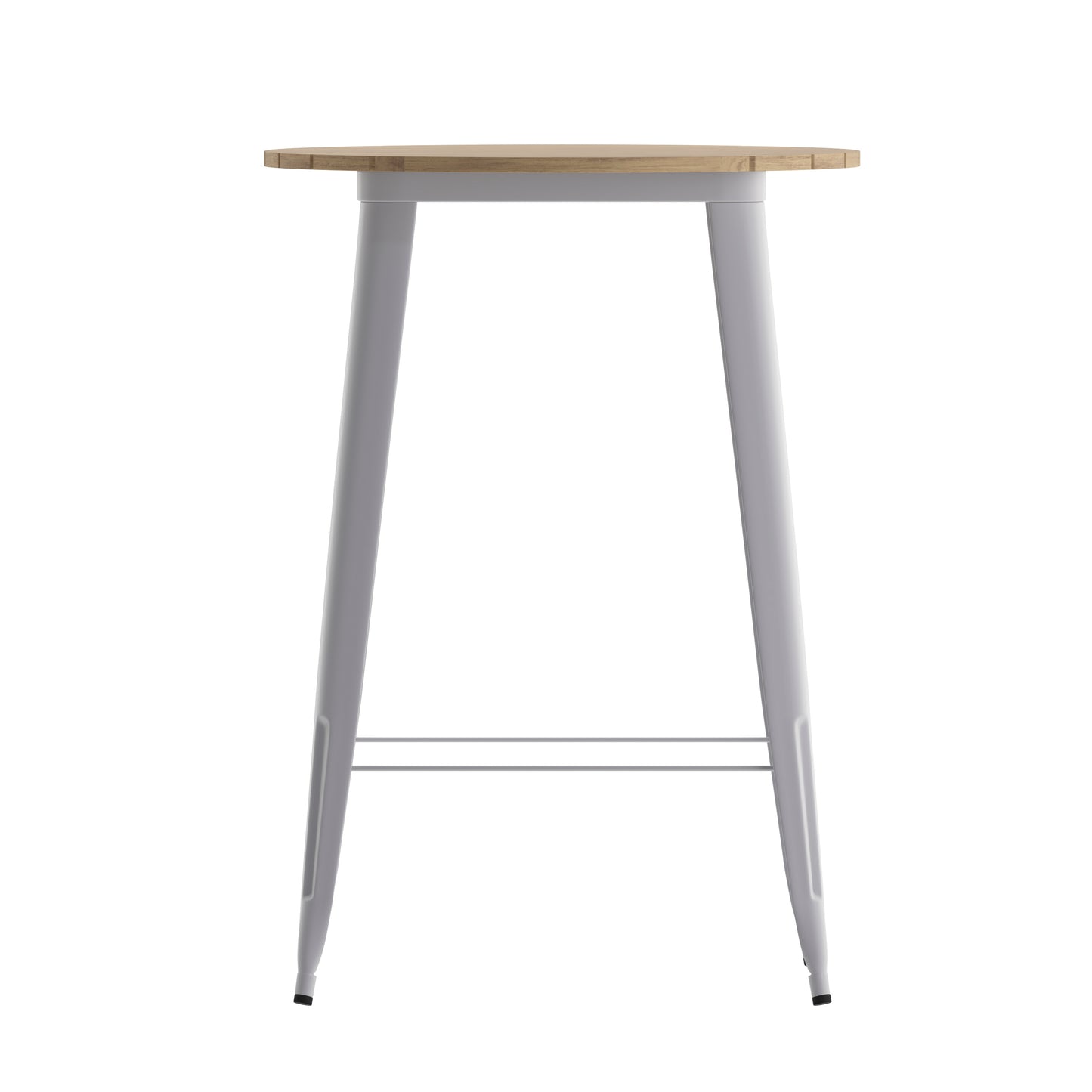 Declan Commercial Indoor/Outdoor Bar Top Table, 30" Round All Weather Brown Poly Resin Top with Silver Steel base Brown Top/Silver Frame