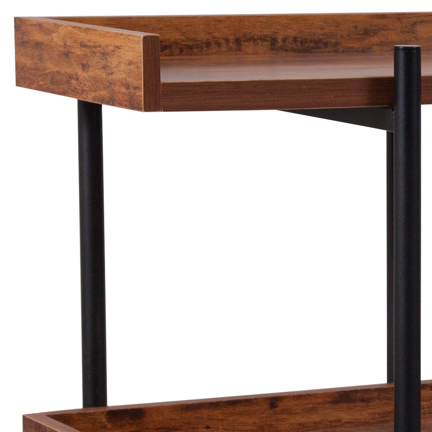 Mayfair 3 Shelf 35"H Storage Display Unit Bookcase with Black Metal Frame in Rustic Wood Grain Finish Rustic