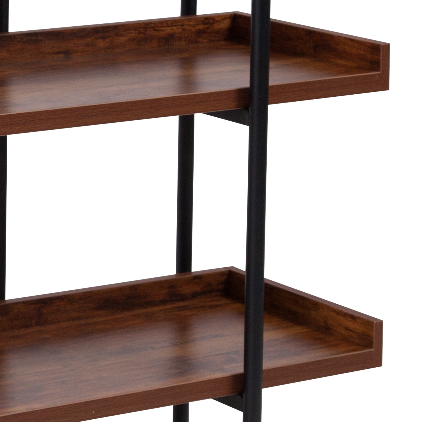 Mayfair 3 Shelf 35"H Storage Display Unit Bookcase with Black Metal Frame in Rustic Wood Grain Finish Rustic