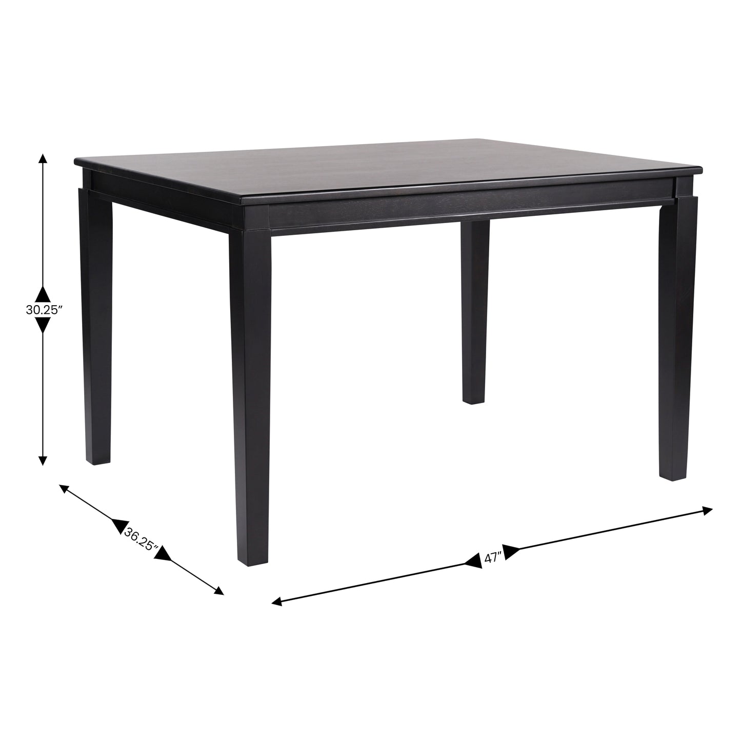 Henry 47" Solid Wood Dining Table, Commercial Grade Heavy Duty Rectangle Wood Table for 4, Black Matte Finish Black Matte