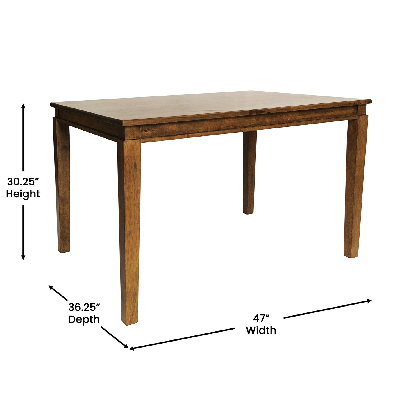 Henry 47" Solid Wood Dining Table, Commercial Grade Heavy Duty Rectangle Wood Table for 4, Brown Matte Finish Brown Matte
