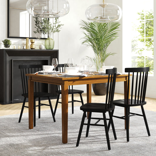 Henry 47" Solid Wood Dining Table, Commercial Grade Heavy Duty Rectangle Wood Table for 4, Brown Matte Finish Brown Matte