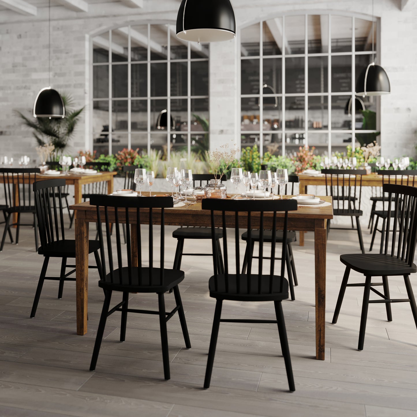 Henry 60" Solid Wood Dining Table, Commercial Grade Heavy Duty Rectangle Wood Table for 6, Brown Matte Finish Brown Matte