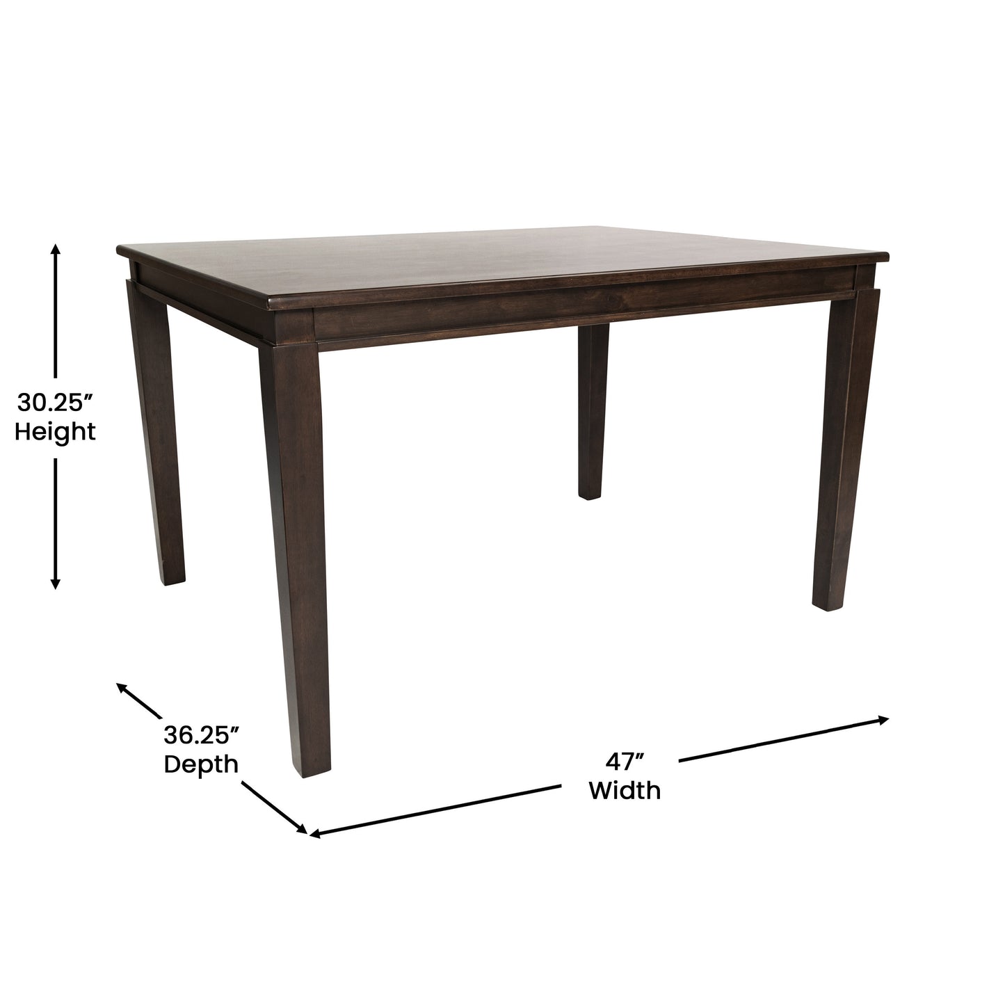 Henry 47" Solid Wood Dining Table, Commercial Grade Heavy Duty Rectangle Wood Table for 4, Wenge Matte Finish Wenge Matte