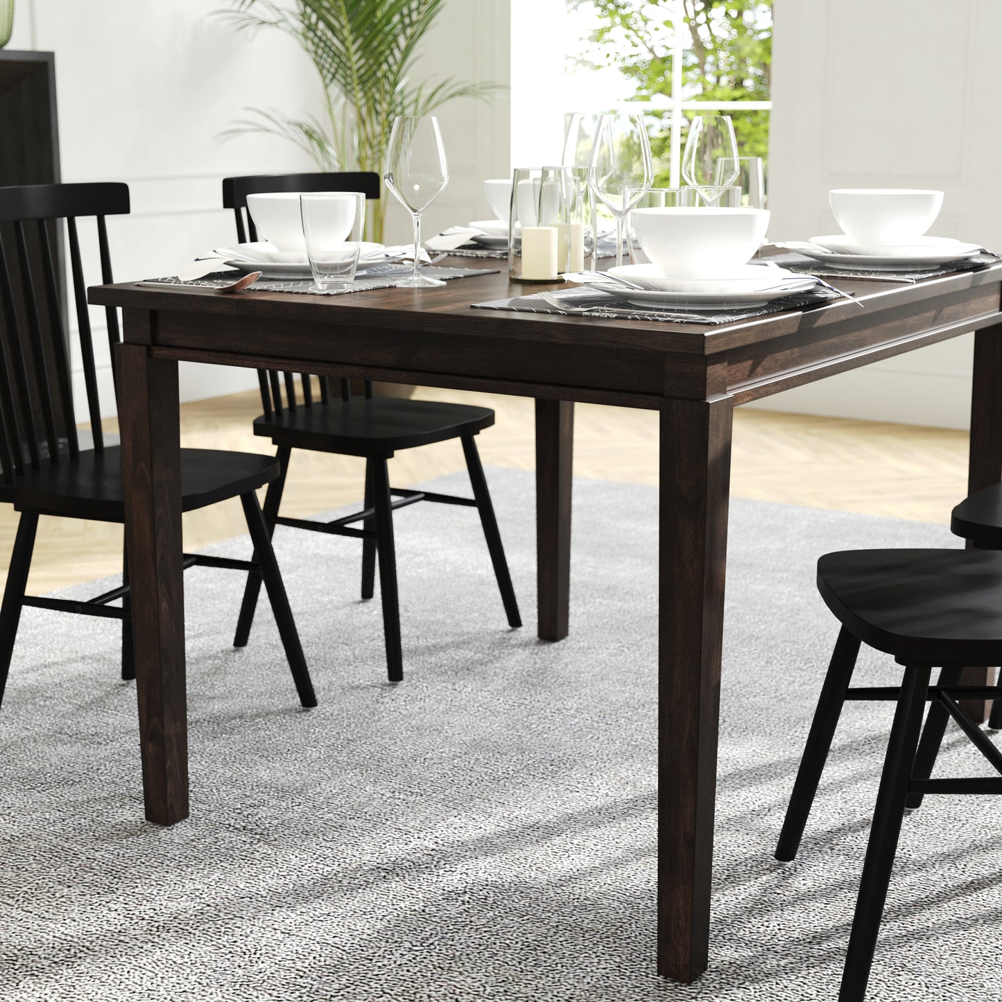 Henry 47" Solid Wood Dining Table, Commercial Grade Heavy Duty Rectangle Wood Table for 4, Wenge Matte Finish Wenge Matte