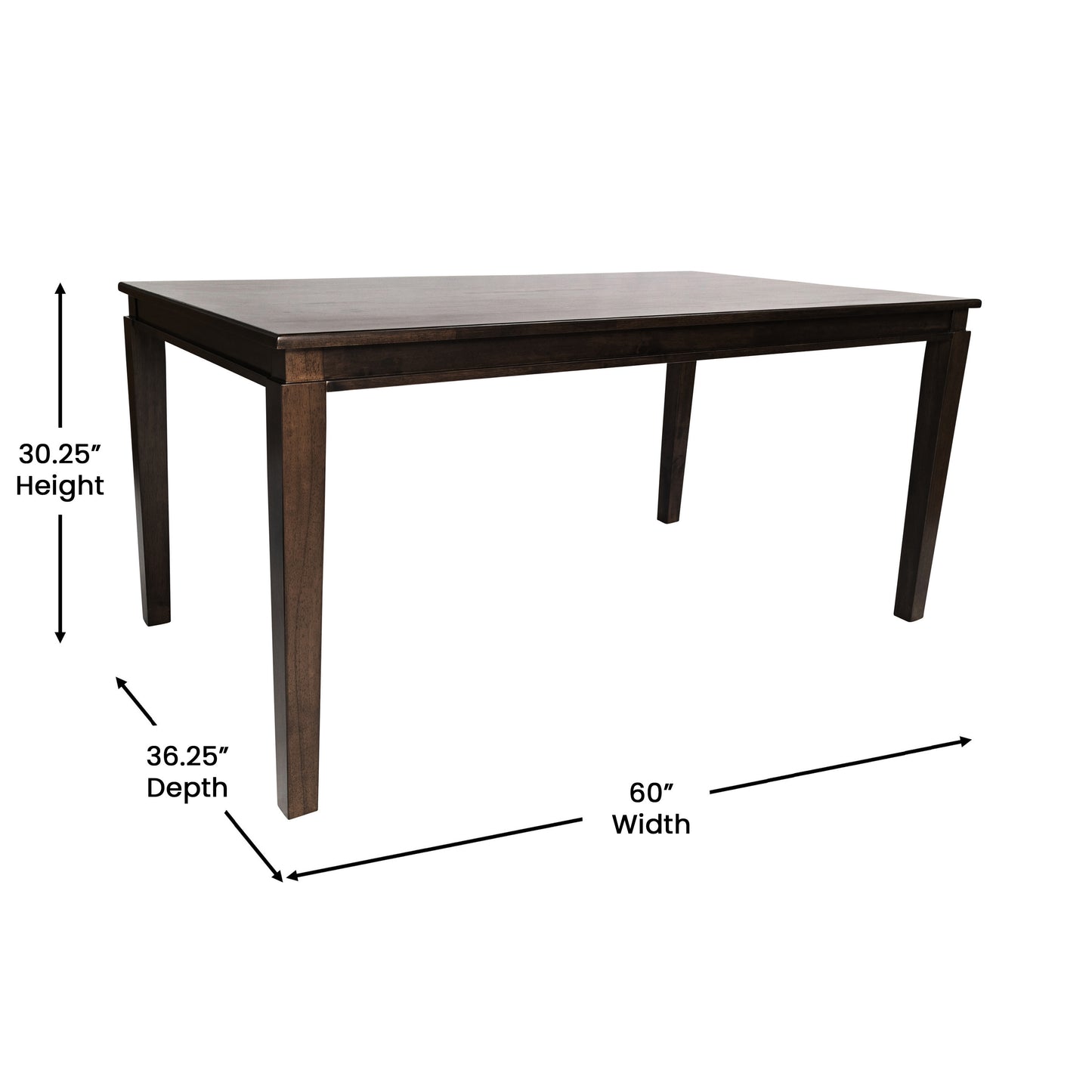 Henry 60" Solid Wood Dining Table, Commercial Grade Heavy Duty Rectangle Wood Table for 6, Wenge Matte Finish Wenge Matte