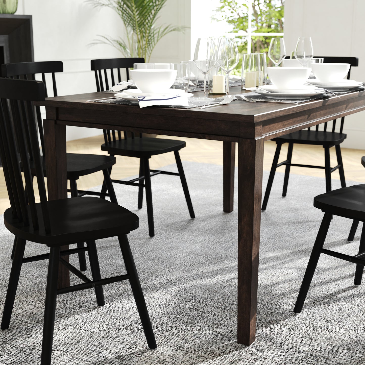 Henry 60" Solid Wood Dining Table, Commercial Grade Heavy Duty Rectangle Wood Table for 6, Wenge Matte Finish Wenge Matte