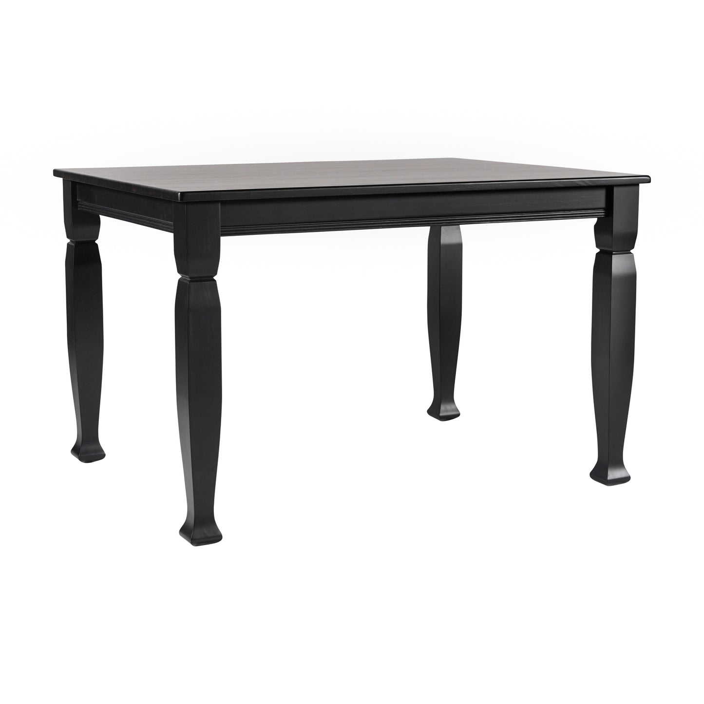 Grace 47" Solid Wood Dining Table with Turned Wooden Legs, Commercial Grade Heavy Duty Rectangle Wood Table for 4, Black Finish Black Matte