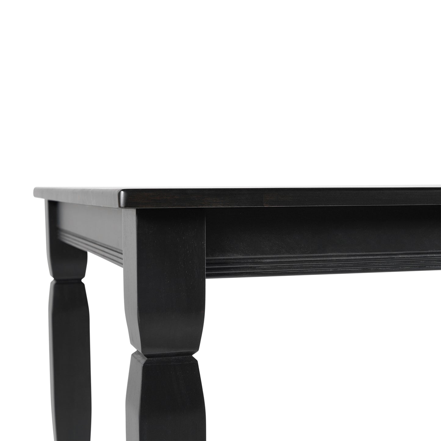 Grace 47" Solid Wood Dining Table with Turned Wooden Legs, Commercial Grade Heavy Duty Rectangle Wood Table for 4, Black Finish Black Matte