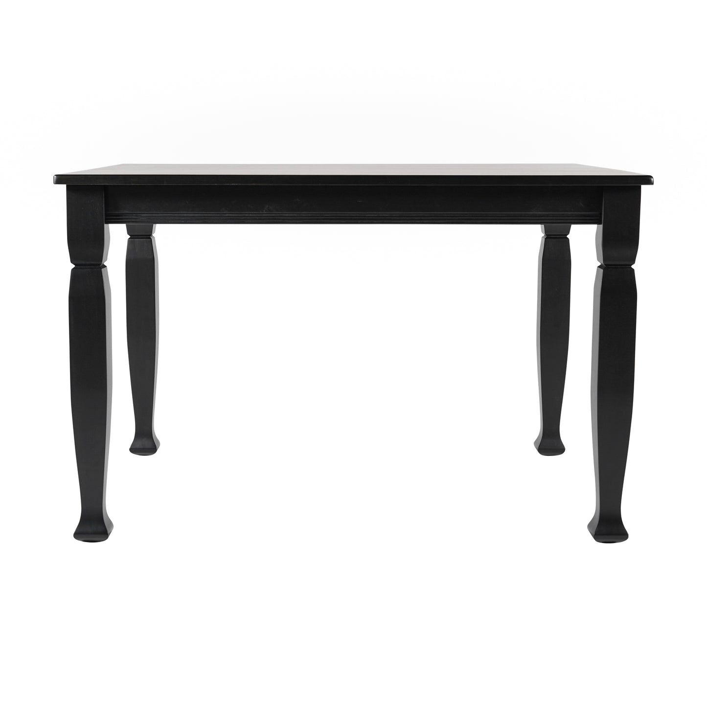 Grace 47" Solid Wood Dining Table with Turned Wooden Legs, Commercial Grade Heavy Duty Rectangle Wood Table for 4, Black Finish Black Matte
