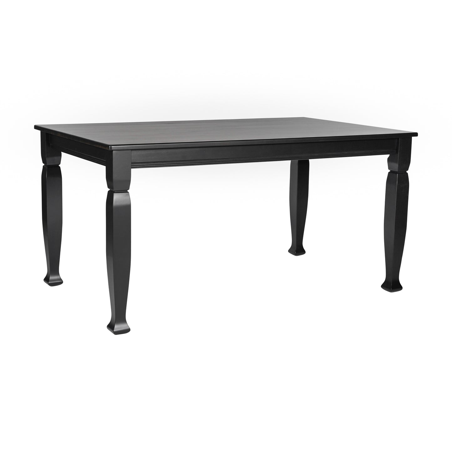Grace 60" Solid Wood Dining Table with Turned Wooden Legs, Commercial Grade Heavy Duty Rectangle Wood Table for 6, Black Finish Black Matte