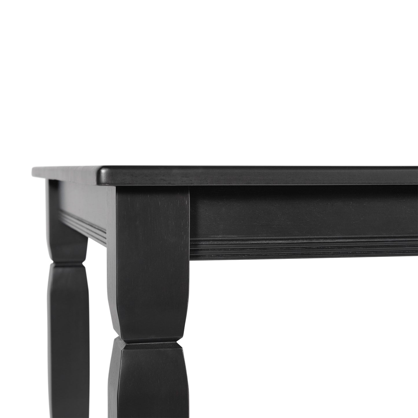 Grace 60" Solid Wood Dining Table with Turned Wooden Legs, Commercial Grade Heavy Duty Rectangle Wood Table for 6, Black Finish Black Matte