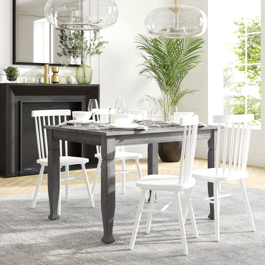 Grace 47" Solid Wood Dining Table with Turned Wooden Legs, Commercial Grade Heavy Duty Rectangle Wood Table for 4, Antique Gray Finish Antique Gray