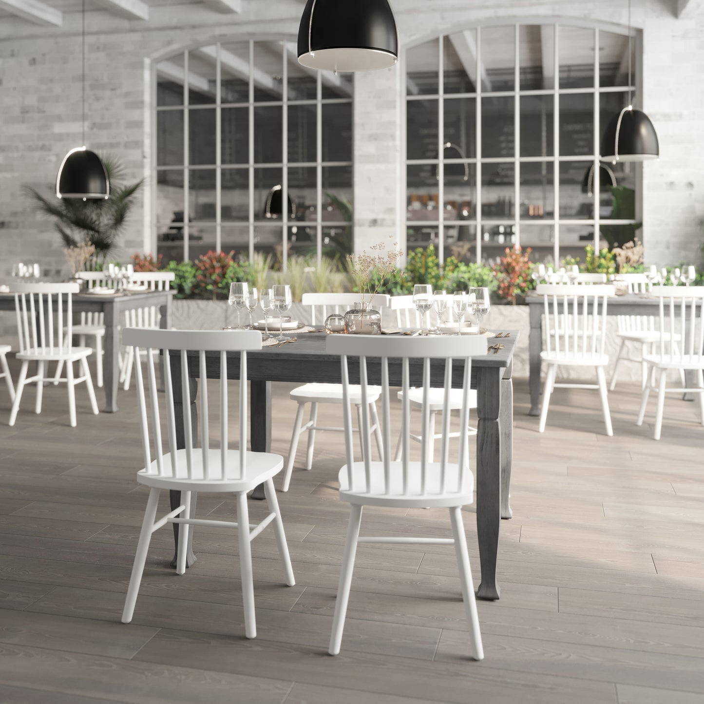 Grace 47" Solid Wood Dining Table with Turned Wooden Legs, Commercial Grade Heavy Duty Rectangle Wood Table for 4, Antique Gray Finish Antique Gray