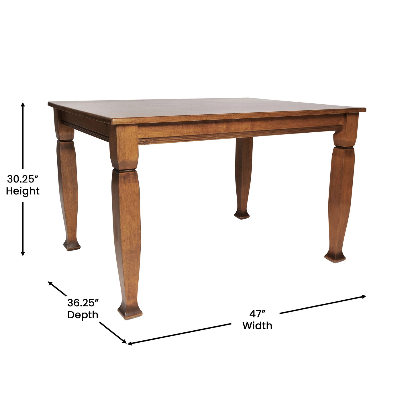 Grace 47" Solid Wood Dining Table with Turned Wooden Legs, Commercial Grade Heavy Duty Rectangle Wood Table for 4, Walnut Matte Finish Walnut Matte