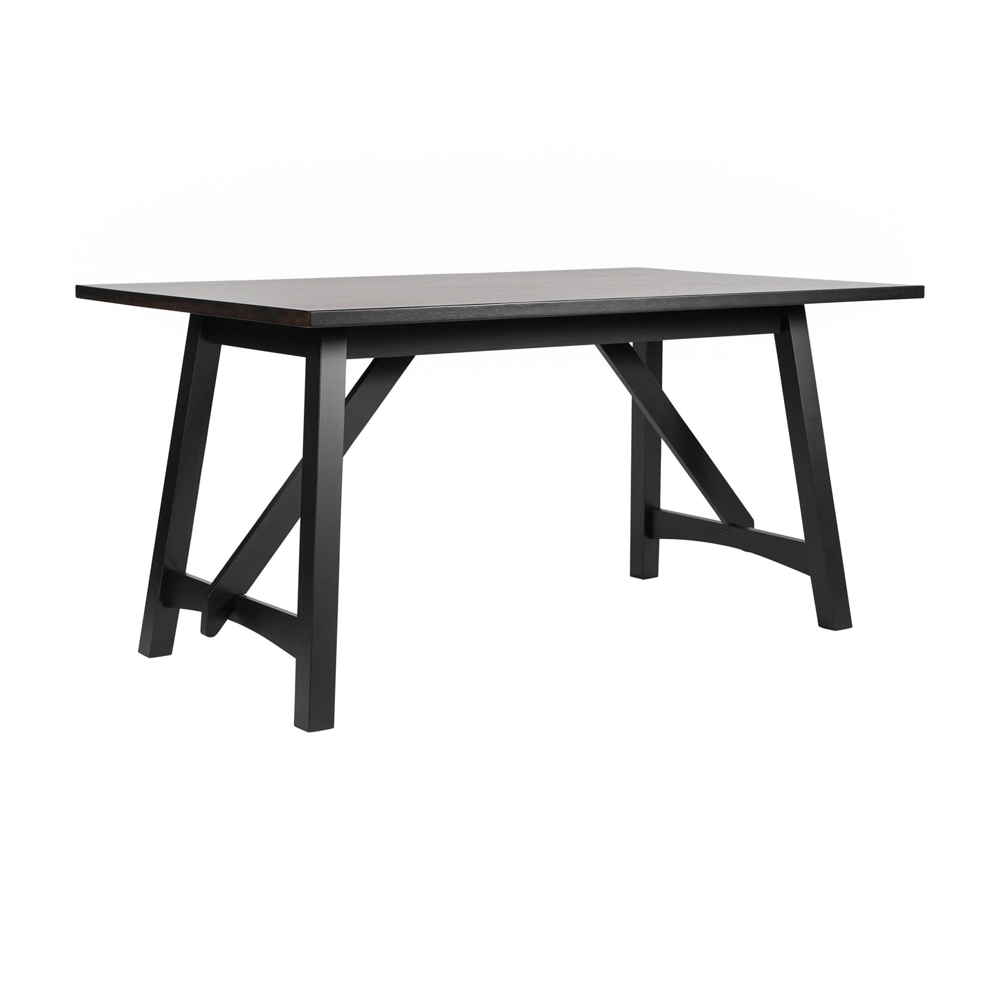 Everly 60" Solid Wood Trestle Base Dining Table, Farmhouse Style Commercial Grade Table with Seating for 6, Black Finish Black Matte