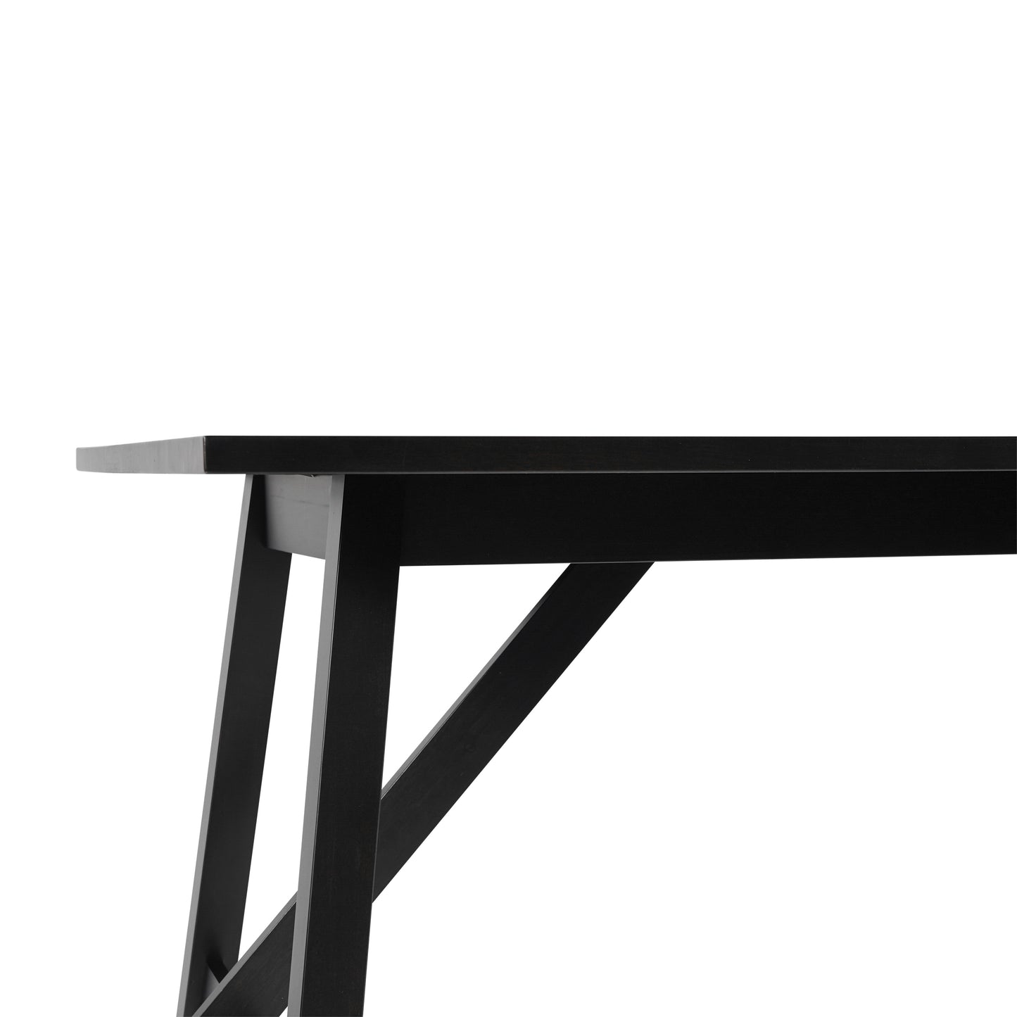 Everly 60" Solid Wood Trestle Base Dining Table, Farmhouse Style Commercial Grade Table with Seating for 6, Black Finish Black Matte