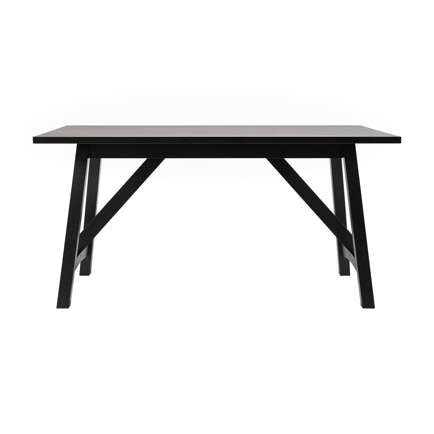 Everly 60" Solid Wood Trestle Base Dining Table, Farmhouse Style Commercial Grade Table with Seating for 6, Black Finish Black Matte