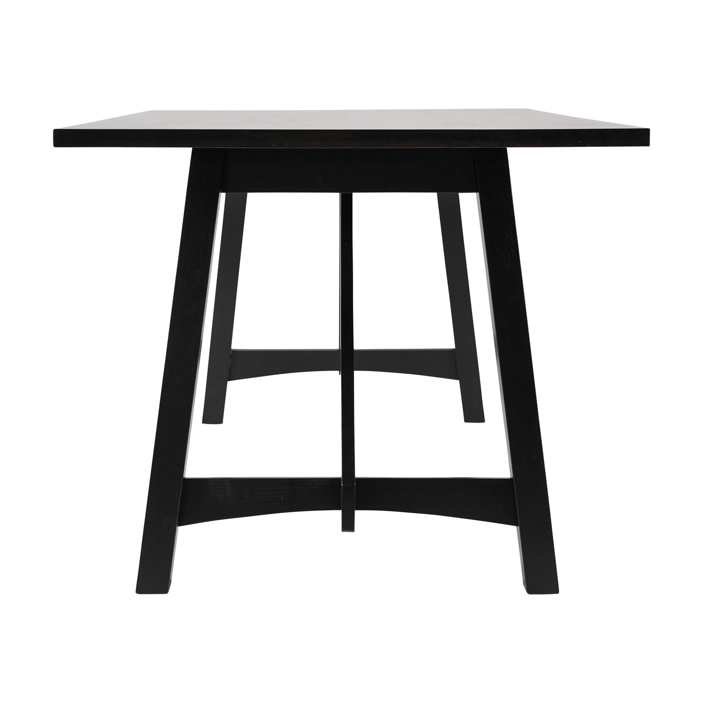 Everly 60" Solid Wood Trestle Base Dining Table, Farmhouse Style Commercial Grade Table with Seating for 6, Black Finish Black Matte