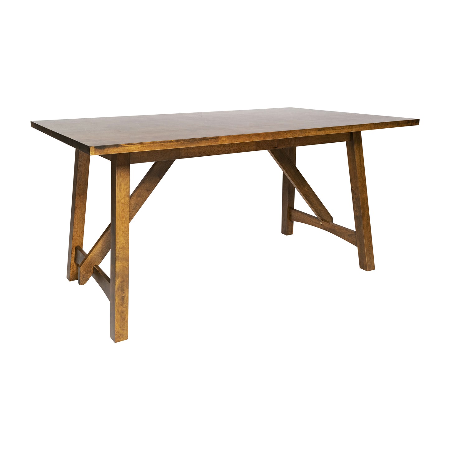Everly 60" Solid Wood Trestle Base Dining Table, Farmhouse Style Commercial Grade Table with Seating for 6, Light Cappuccino Finish Light Cappuccino