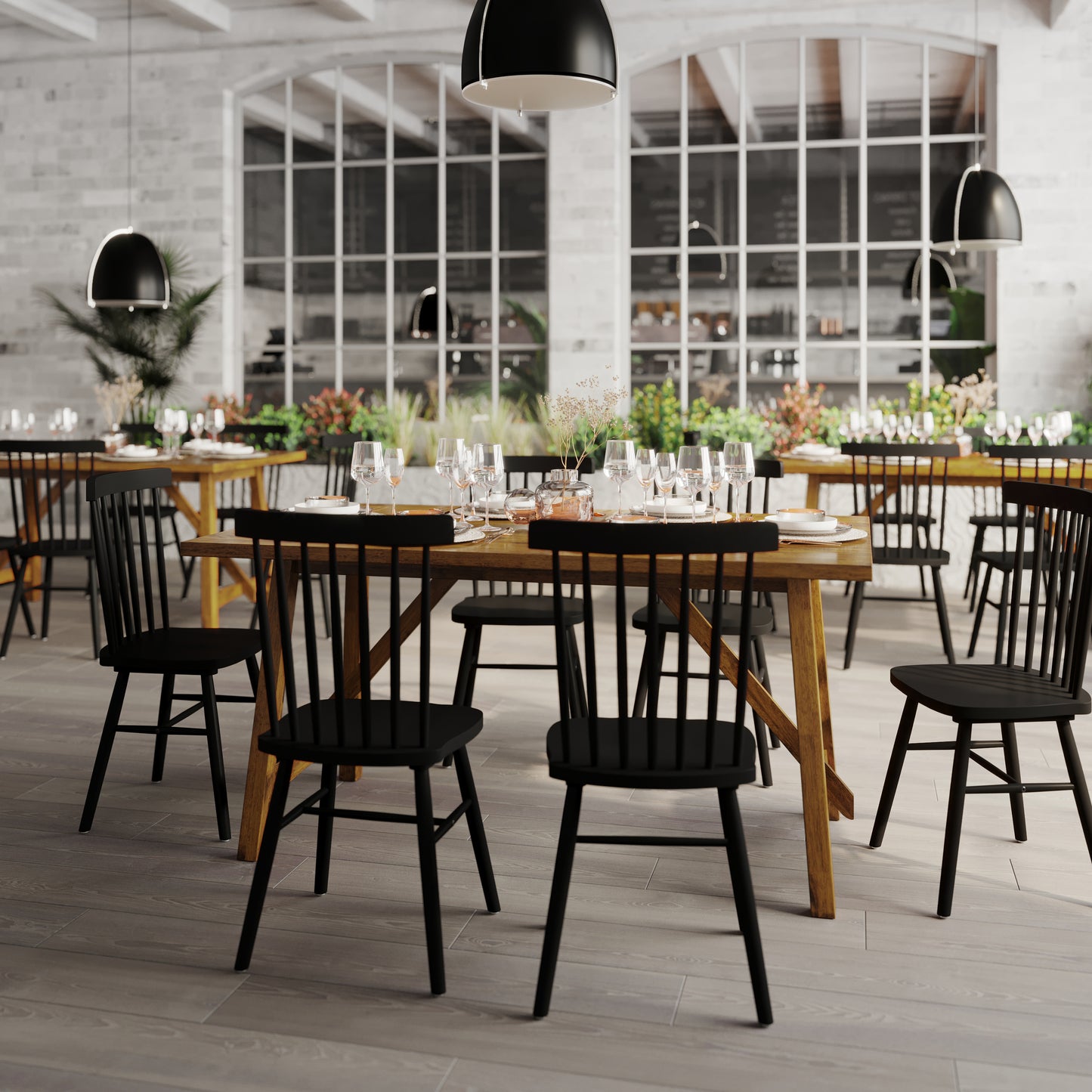 Everly 60" Solid Wood Trestle Base Dining Table, Farmhouse Style Commercial Grade Table with Seating for 6, Light Cappuccino Finish Light Cappuccino