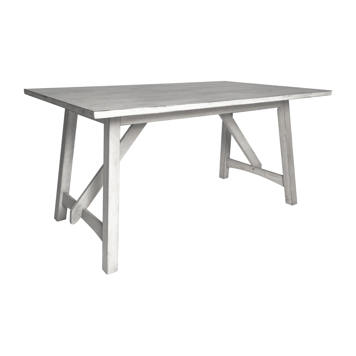 Everly 60" Solid Wood Trestle Base Dining Table, Farmhouse Style Commercial Grade Table with Seating for 6, Antique White Finish Antique White