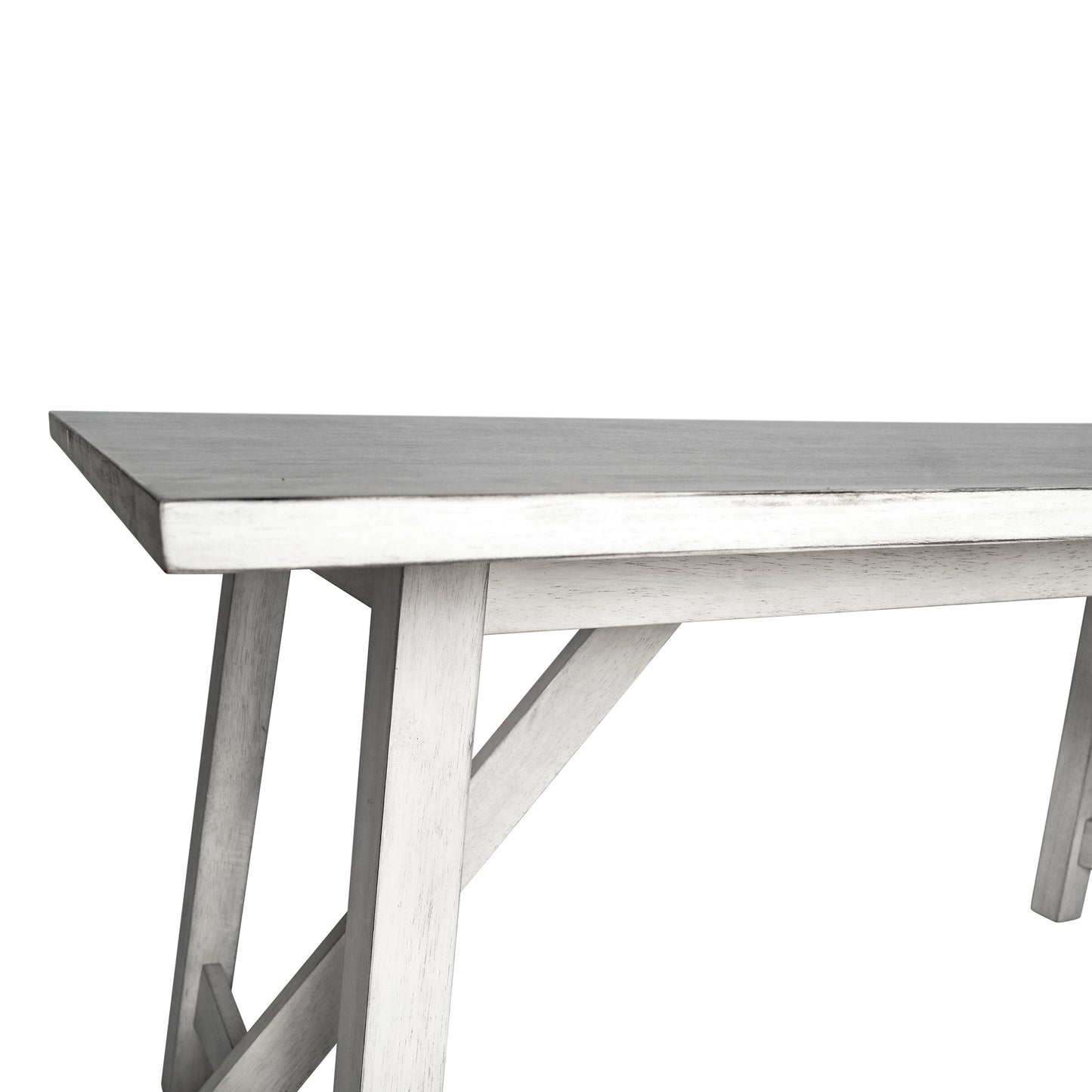 Everly 60" Solid Wood Trestle Base Dining Table, Farmhouse Style Commercial Grade Table with Seating for 6, Antique White Finish Antique White