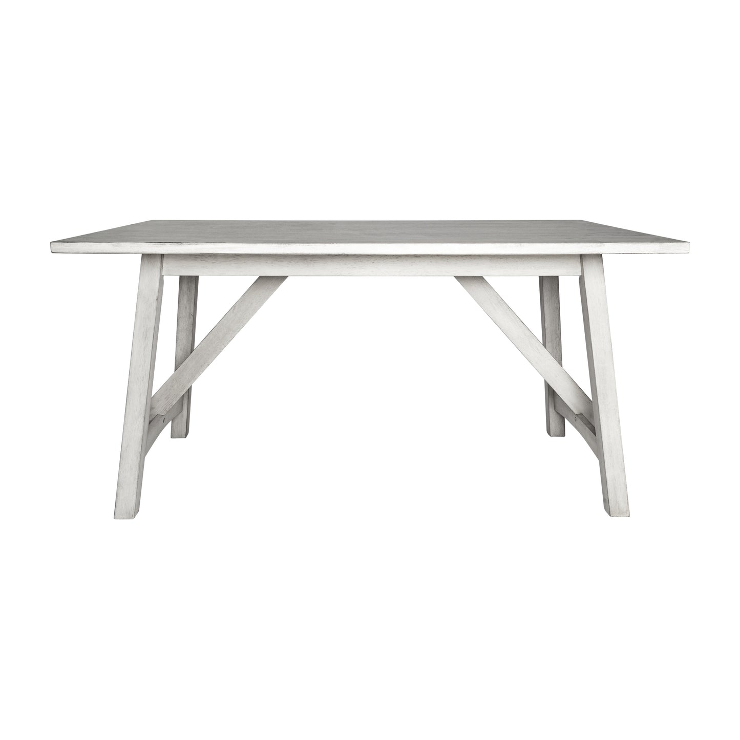 Everly 60" Solid Wood Trestle Base Dining Table, Farmhouse Style Commercial Grade Table with Seating for 6, Antique White Finish Antique White