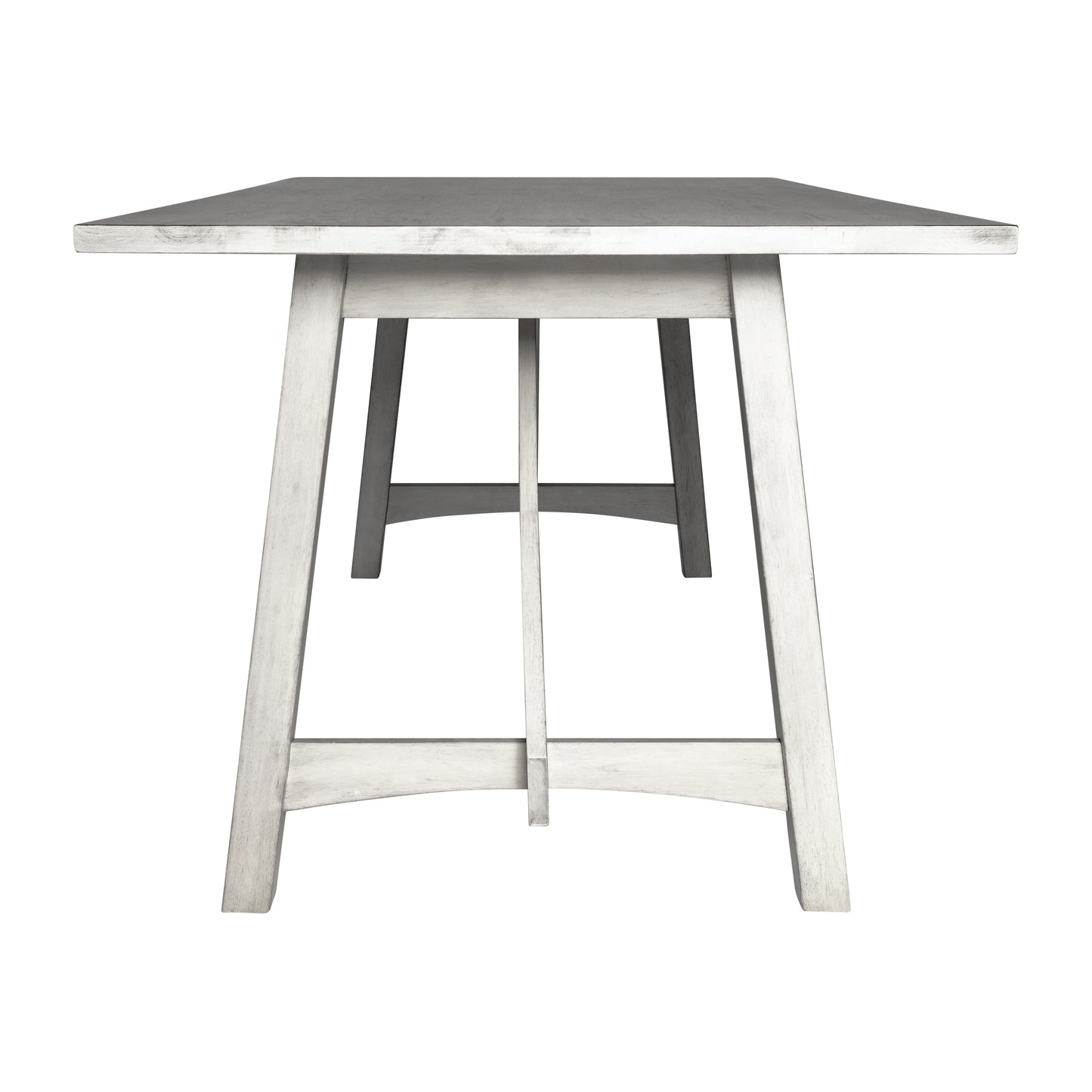 Everly 60" Solid Wood Trestle Base Dining Table, Farmhouse Style Commercial Grade Table with Seating for 6, Antique White Finish Antique White
