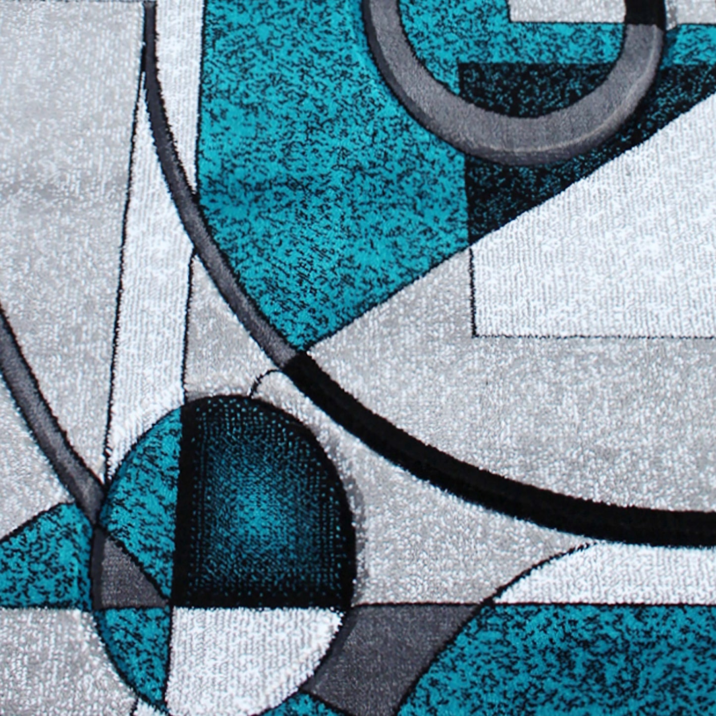Elias Collection 3' x 10' Turquoise Geometric Abstract Area Rug - Olefin Rug with Jute Backing - Hallway, Entryway, or Bedroom Turquoise