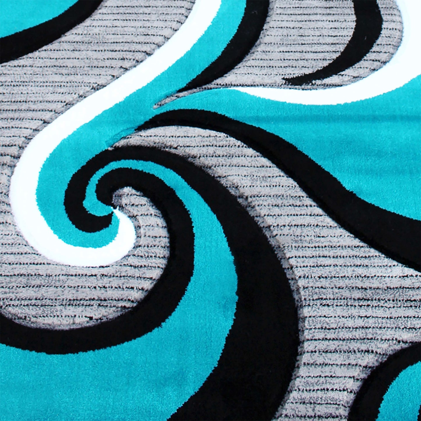 Athos Collection 3' x 16' Turquoise Abstract Area Rug - Olefin Rug with Jute Backing - Hallway, Entryway, or Bedroom Turquoise
