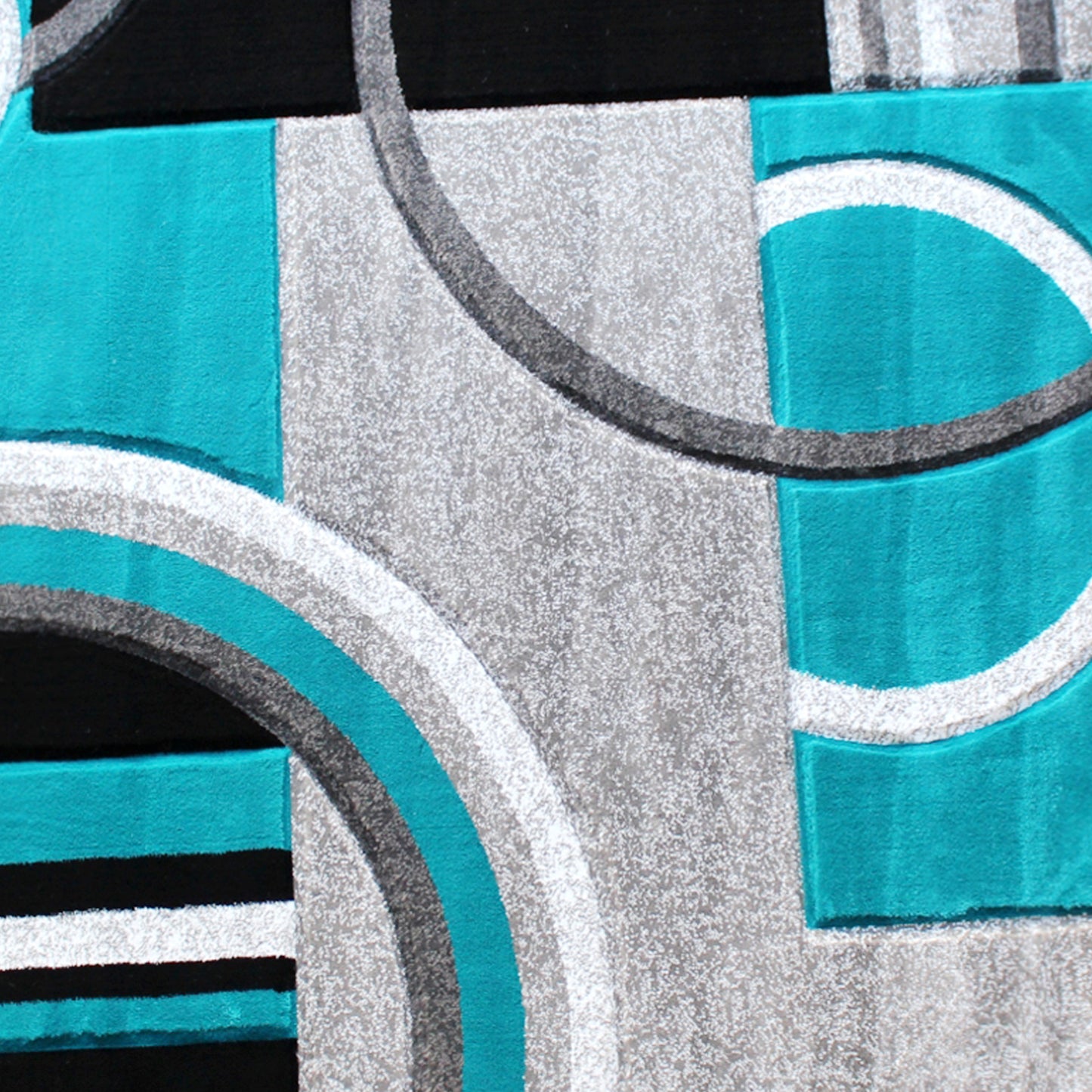 Audra Collection Round 5' x 5' Turquoise Abstract Area Rug - Olefin Rug with Jute Backing - Entryway, Living Room, or Bedroom Turquoise