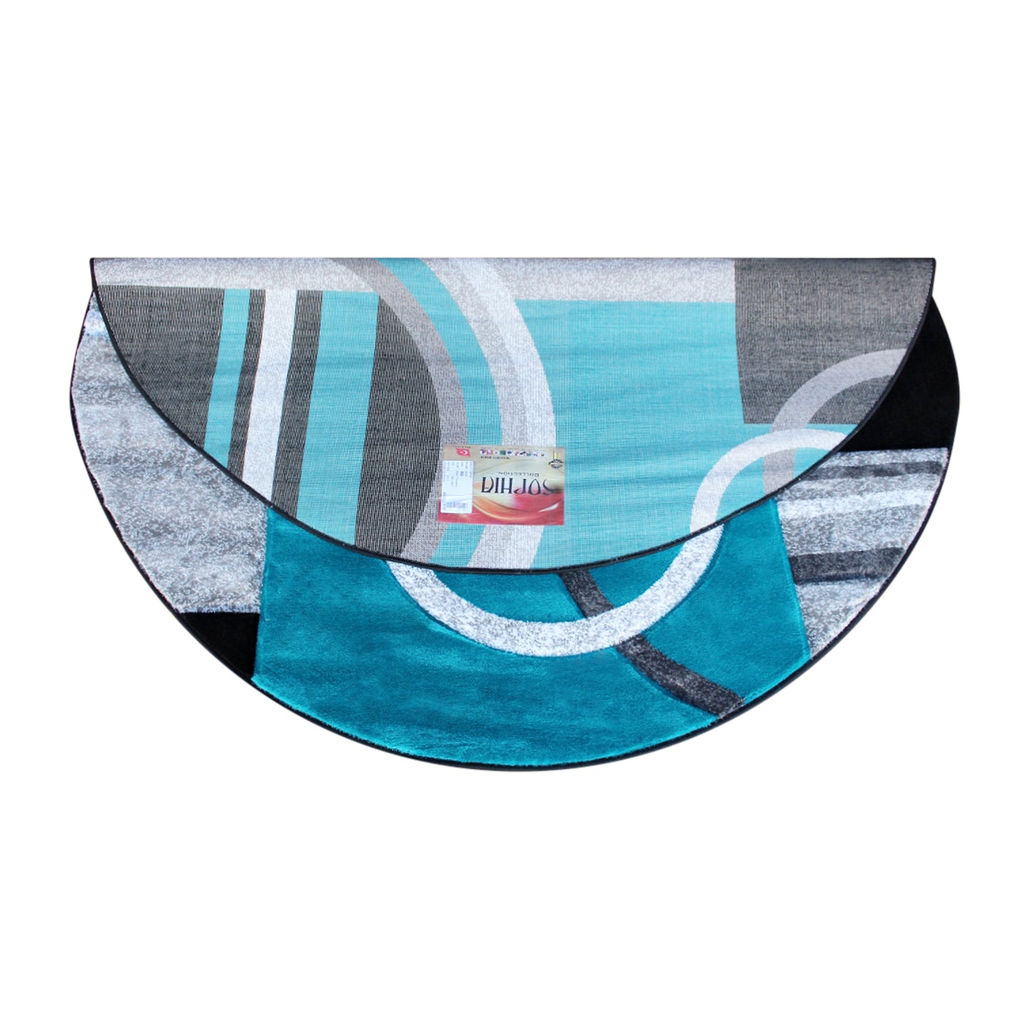 Audra Collection Round 5' x 5' Turquoise Abstract Area Rug - Olefin Rug with Jute Backing - Entryway, Living Room, or Bedroom Turquoise