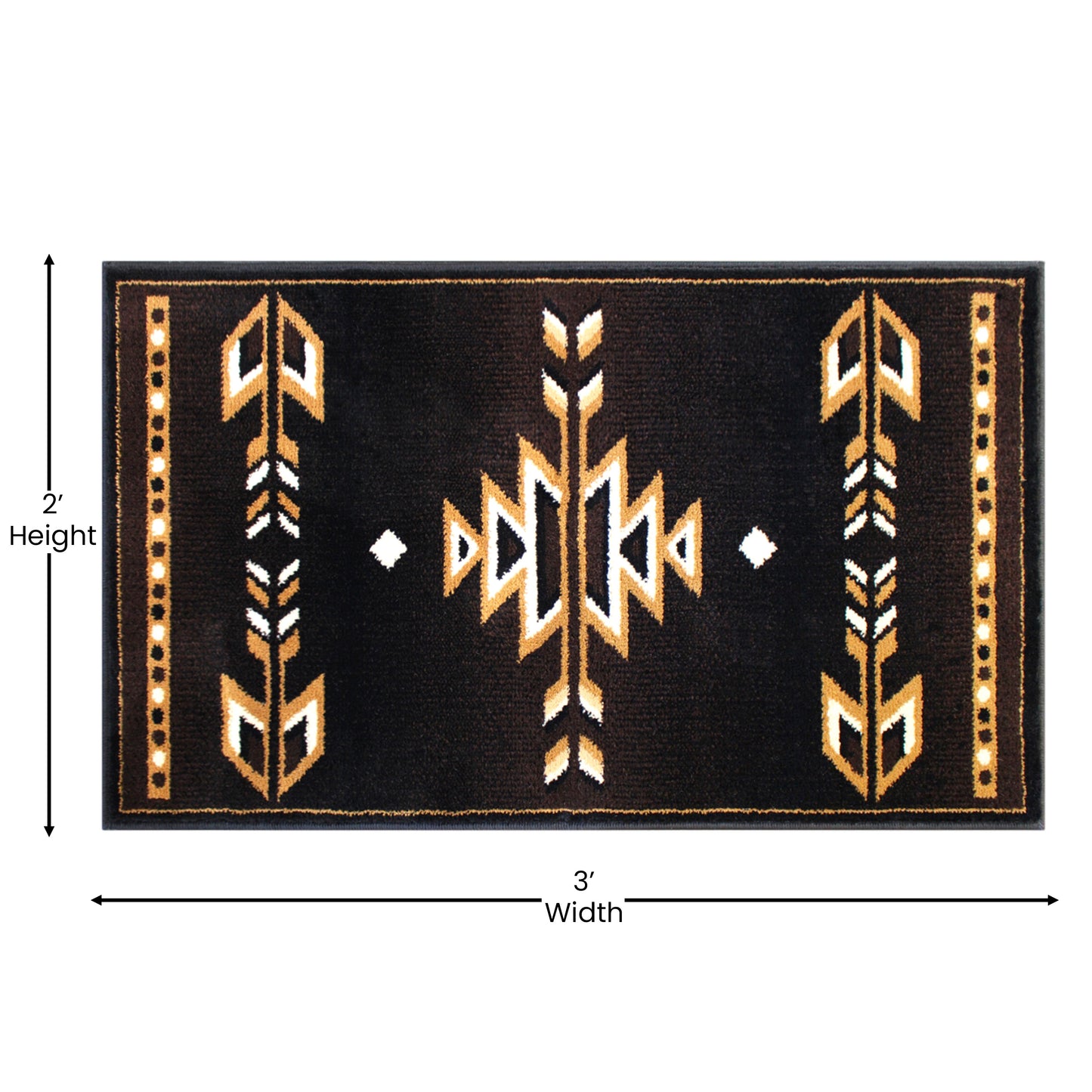 Amado Collection Southwestern 2' x 3' Brown Area Rug - Olefin Accent Rug with Jute Backing - Living Room, Bedroom, Entryway Brown