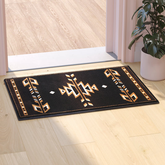Amado Collection Southwestern 2' x 3' Brown Area Rug - Olefin Accent Rug with Jute Backing - Living Room, Bedroom, Entryway Brown KP-RGB9072-23-BN-GG