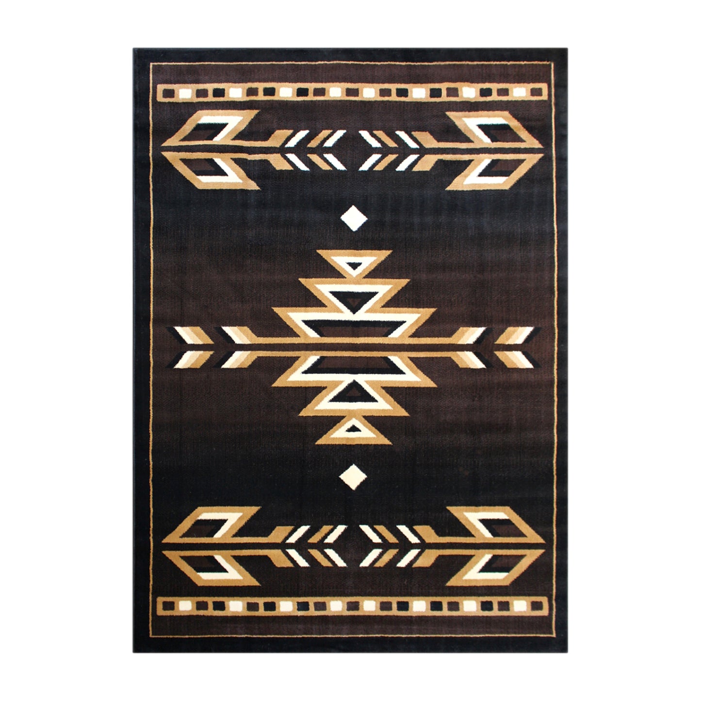 Amado Collection Southwestern 5' x 7' Brown Area Rug - Olefin Accent Rug with Jute Backing - Living Room, Bedroom, Entryway Brown
