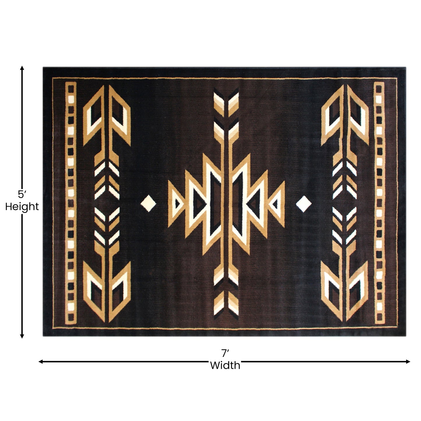 Amado Collection Southwestern 5' x 7' Brown Area Rug - Olefin Accent Rug with Jute Backing - Living Room, Bedroom, Entryway Brown
