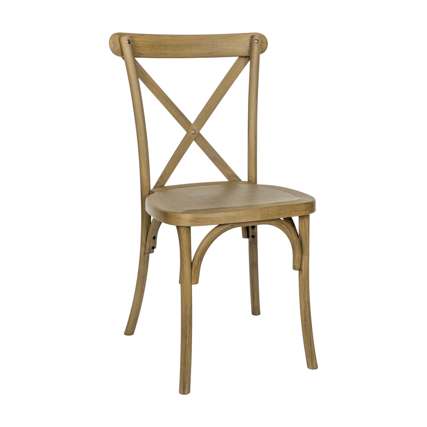 HERCULES Commercial Chestnut Indoor/Outdoor Wood Look Stackable Resin Cross Back Chair Chestnut