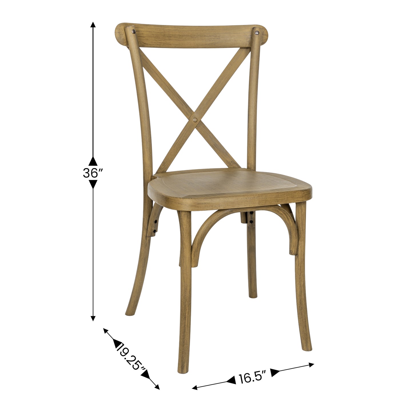 HERCULES Commercial Chestnut Indoor/Outdoor Wood Look Stackable Resin Cross Back Chair Chestnut