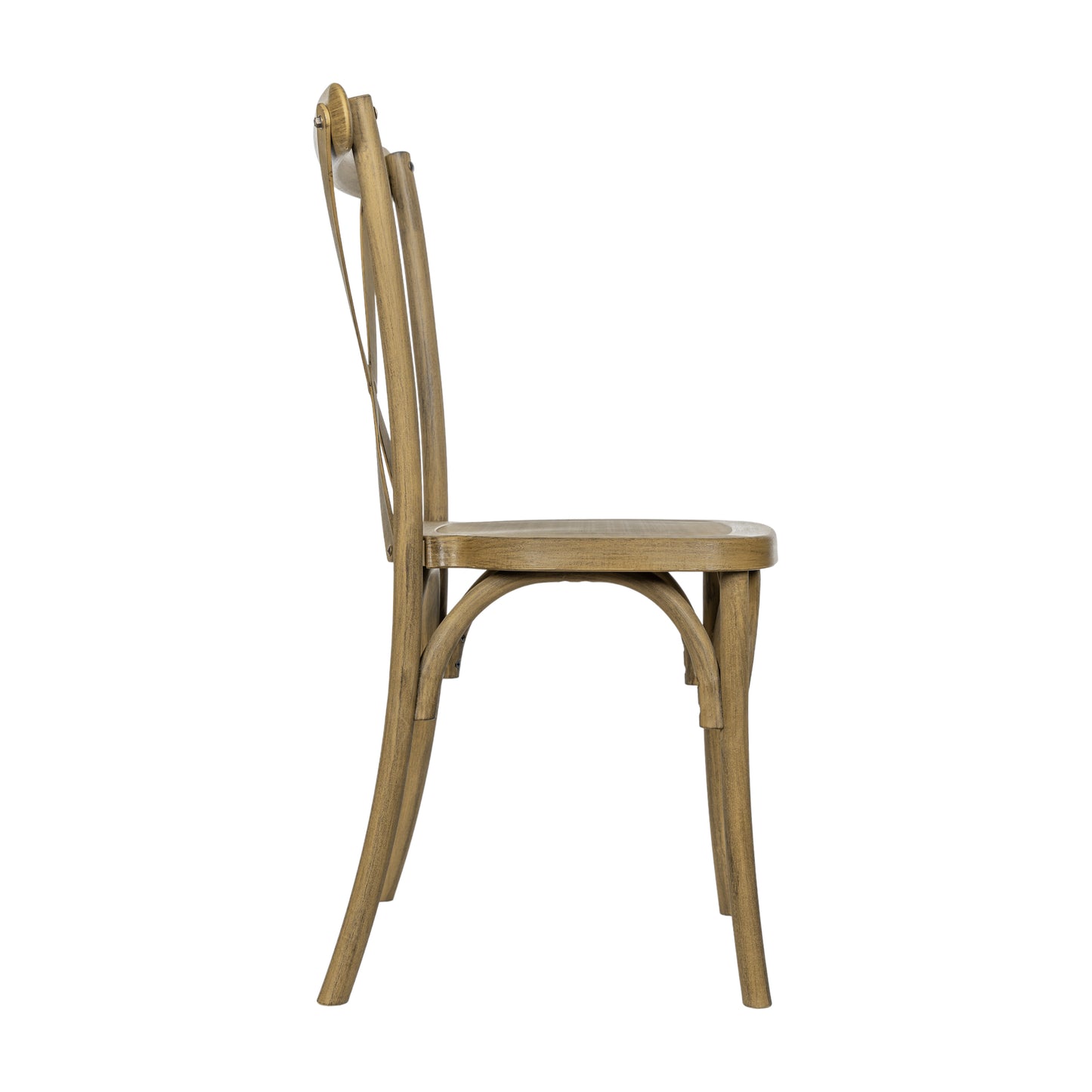 HERCULES Commercial Chestnut Indoor/Outdoor Wood Look Stackable Resin Cross Back Chair Chestnut