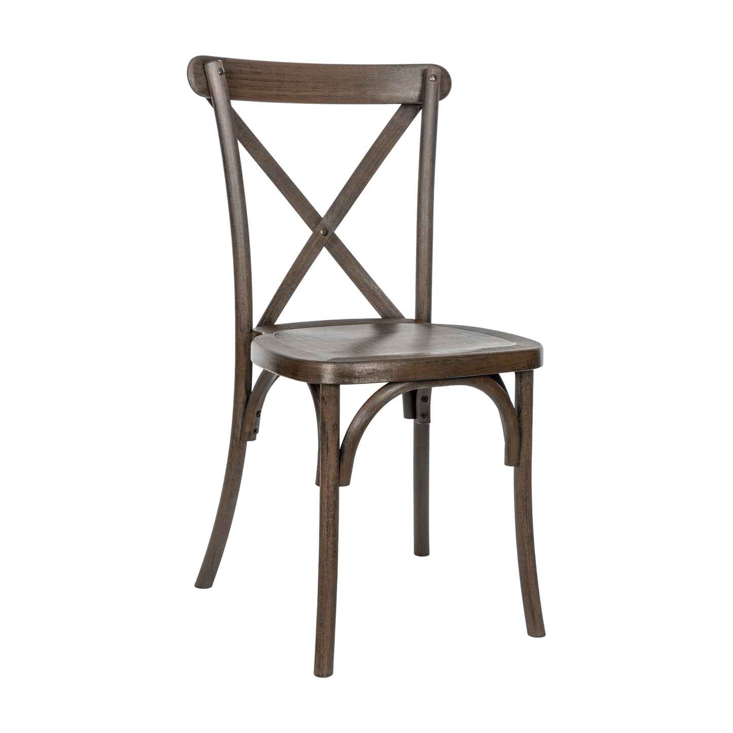 HERCULES Commercial Dark Brown Indoor/Outdoor Wood Look Stackable Resin Cross Back Chair Dark Brown