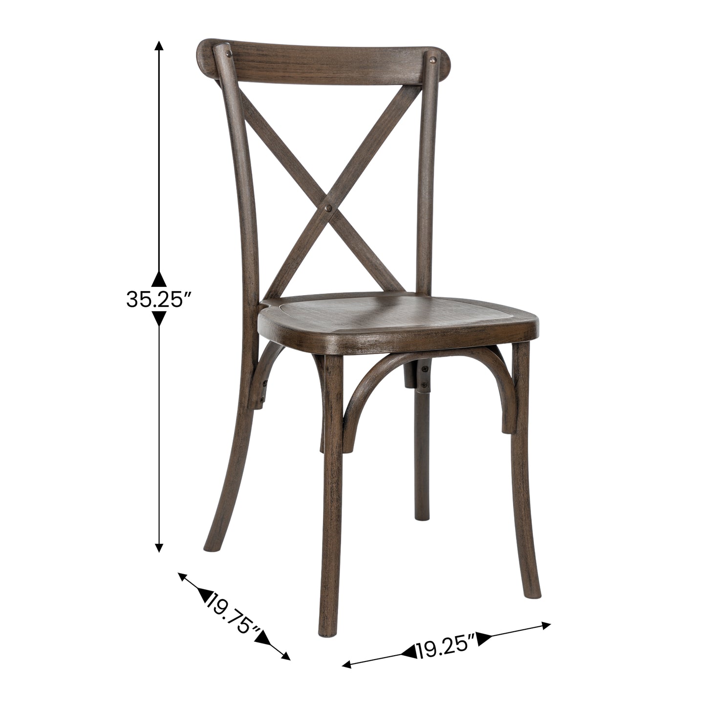 HERCULES Commercial Dark Brown Indoor/Outdoor Wood Look Stackable Resin Cross Back Chair Dark Brown
