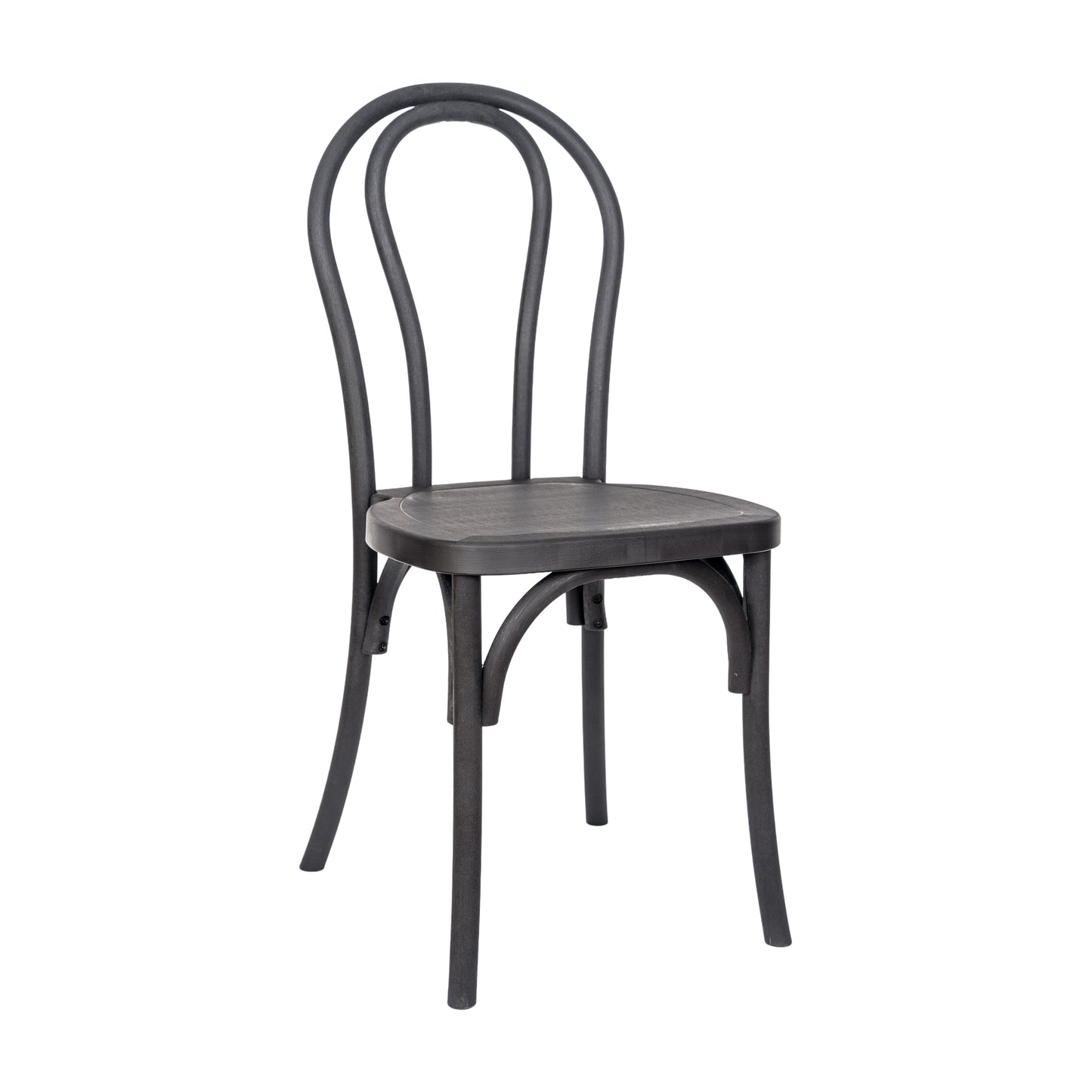 HERCULES Commercial Black Indoor/Outdoor Wood Look Stackable Resin Thonet Style Chair Black