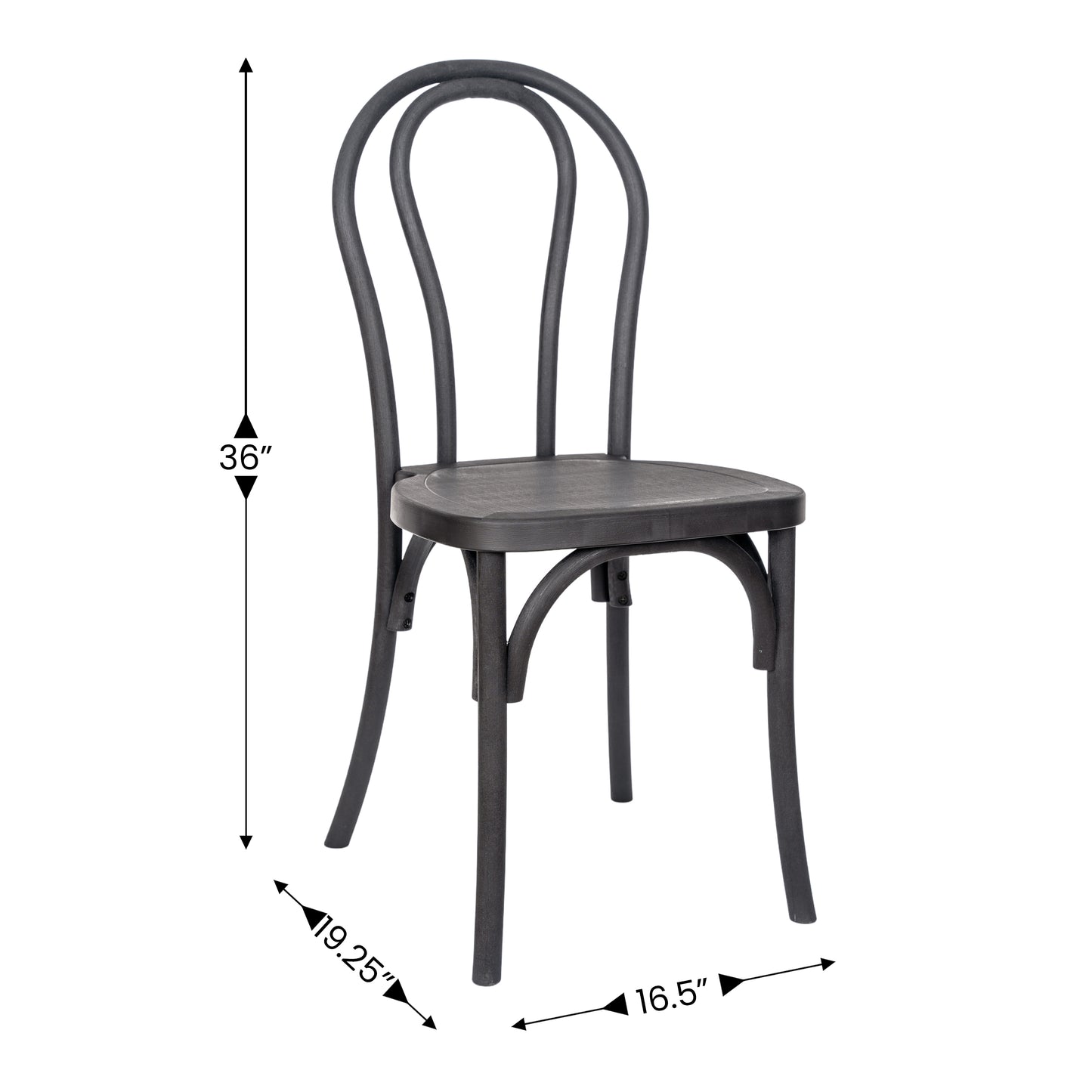 HERCULES Commercial Black Indoor/Outdoor Wood Look Stackable Resin Thonet Style Chair Black