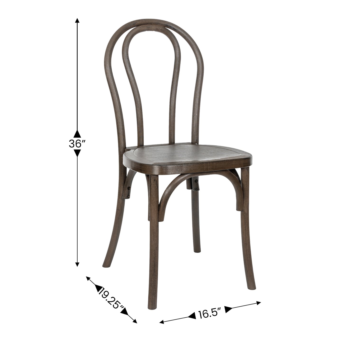 HERCULES Commercial Dark Brown Indoor/Outdoor Wood Look Stackable Resin Thonet Style Chair Dark Brown