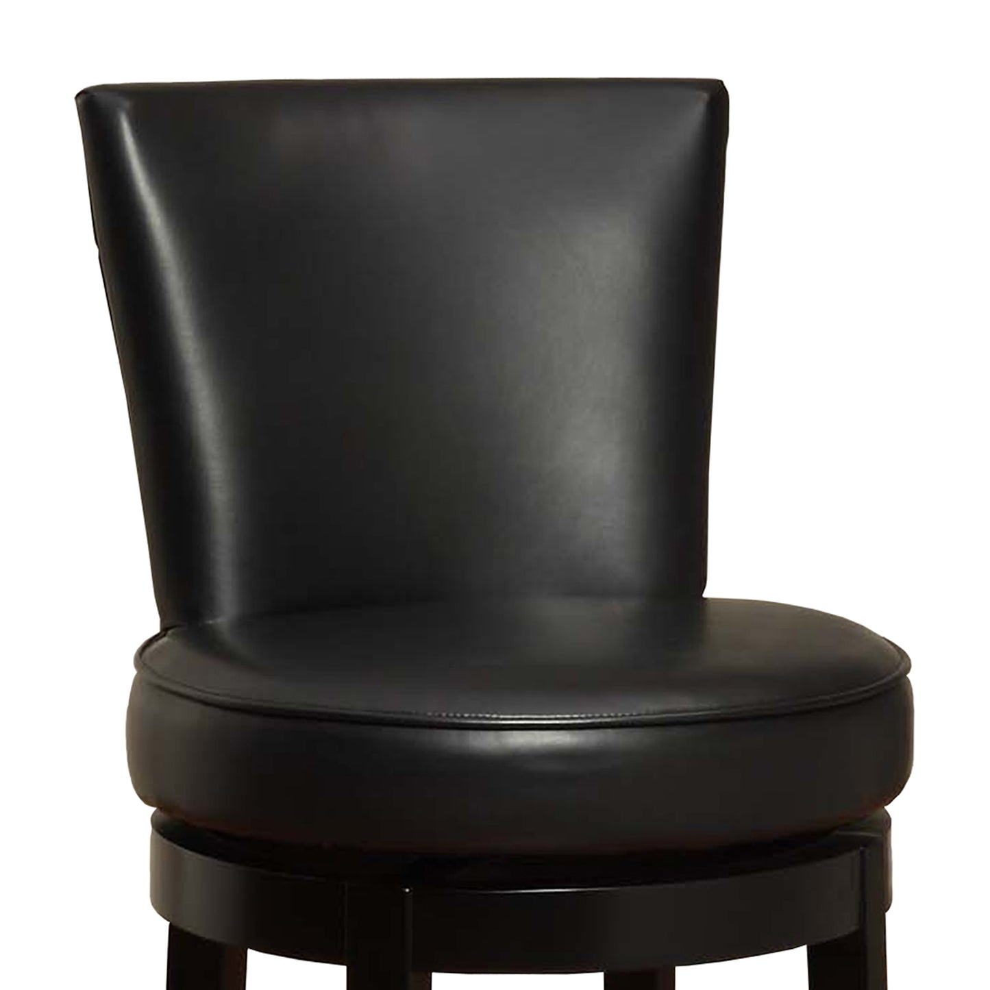 Boston Swivel Faux Leather and Black Wood Bar Stool, Counter and Bar Height