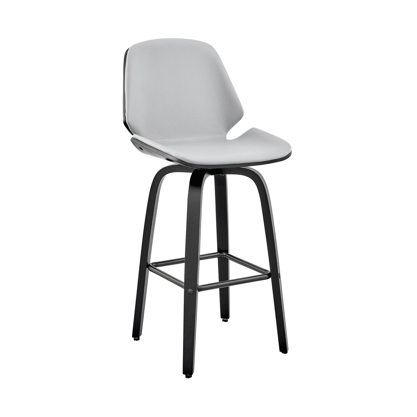 Arabela 26" Faux Leather and Wood Swivel Bar Stool