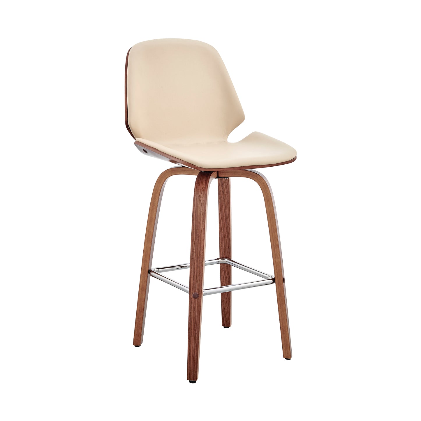 Arabela 26" Faux Leather and Wood Swivel Bar Stool